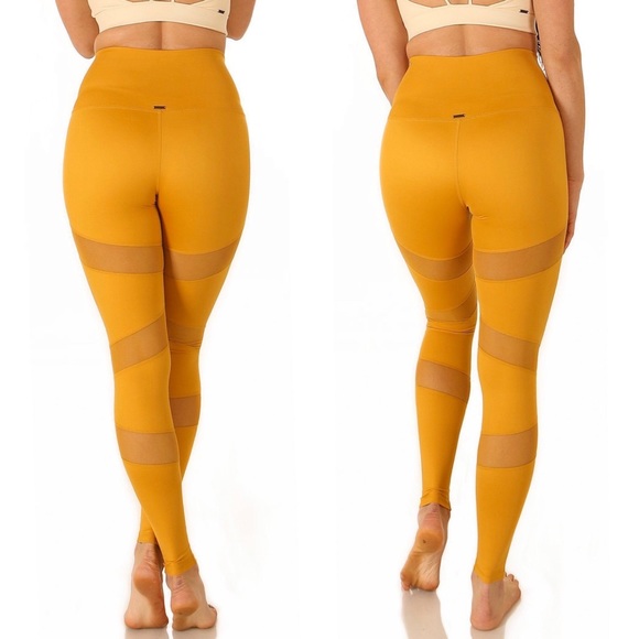 🆕Mika Back Mesh High-Waisted Legging Yellow - Picture 2 of 6